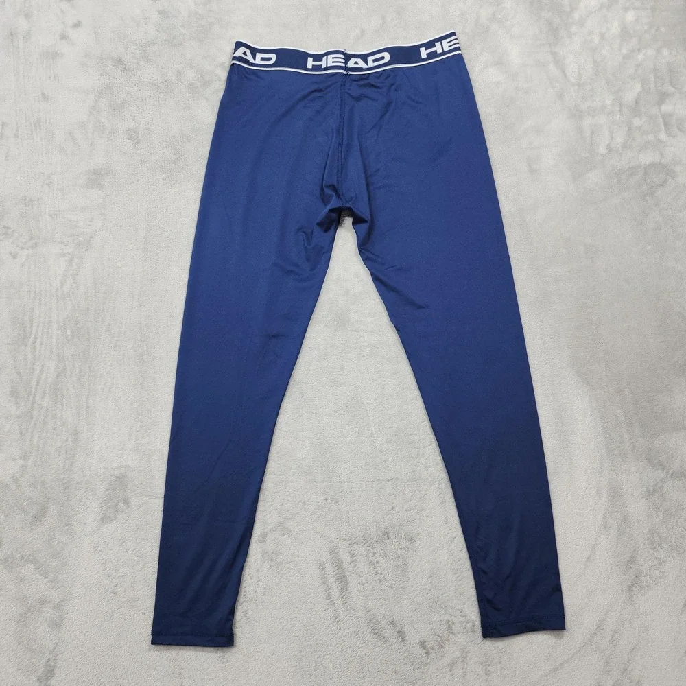 HEAD Leggings Mens M Blue Compression Stretch Base Layer Running Athletic Gym